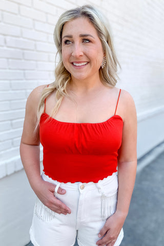 Ruched Away Crop Top In Red