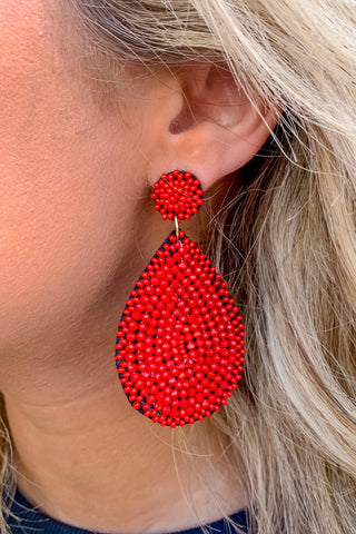 Glass Beaded Teardrop Earrings