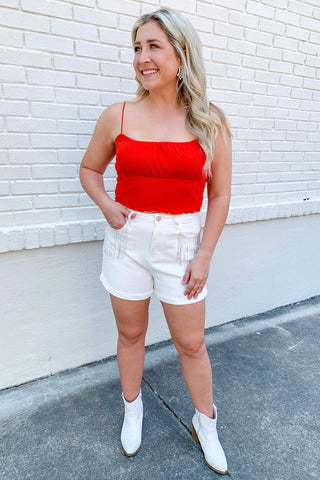 Ruched Away Crop Top In Red