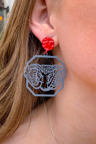 Elephant Filigree Octagon Earring